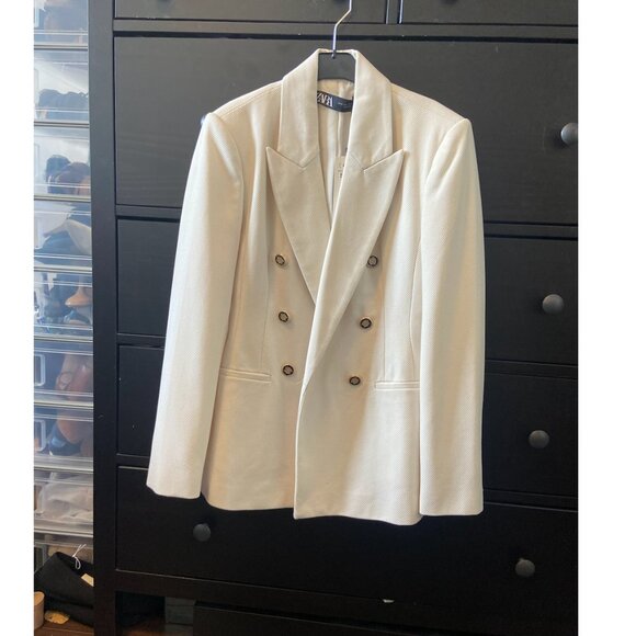 Zara Off-white Double-Breasted Blazer - S - Picture 2 of 2